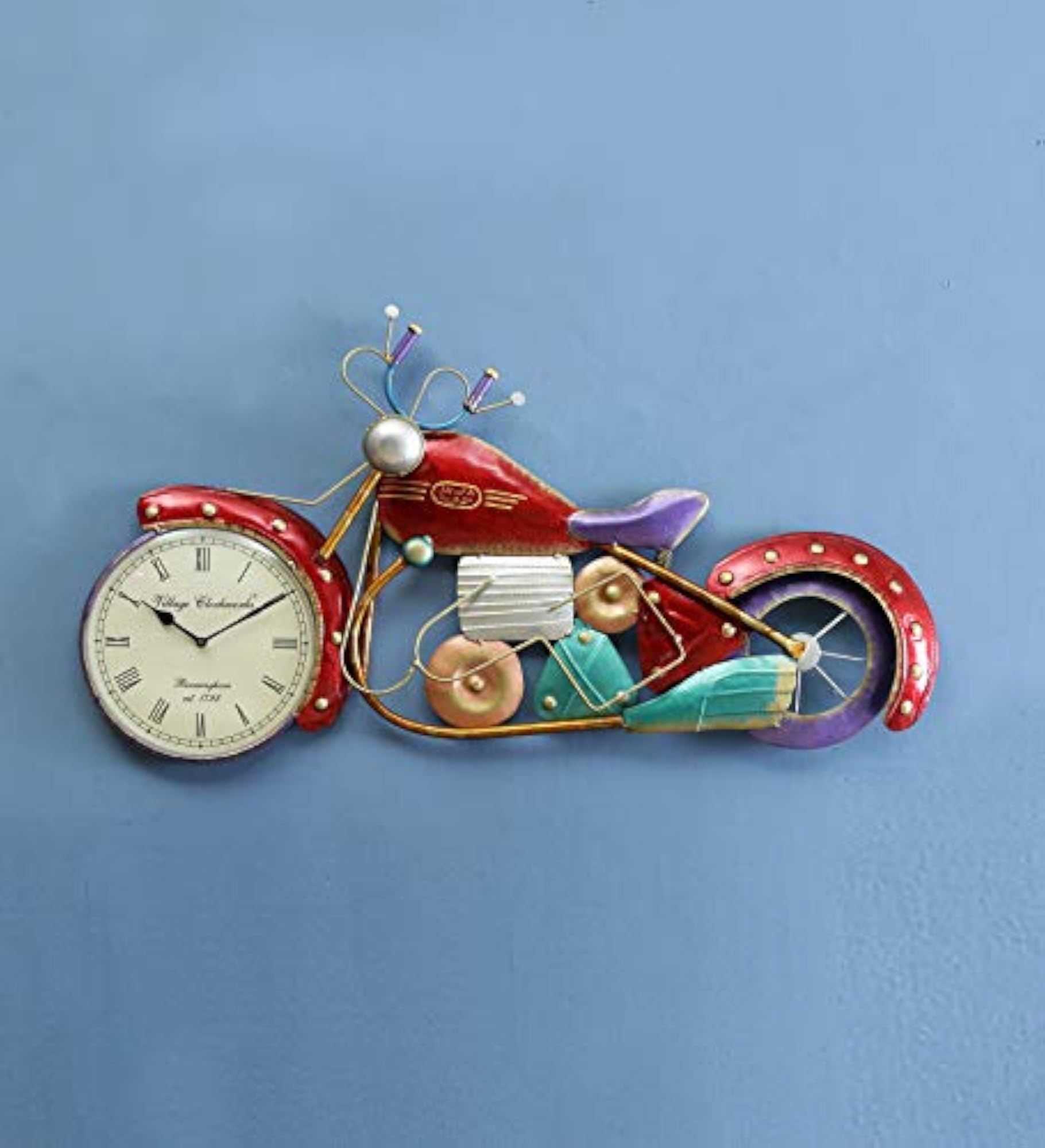 Stylish Iron Bike Wall Mount Analog Clock